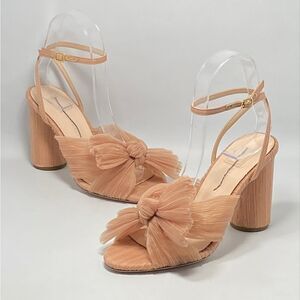 Loeffler Randall Camellia Beaty Pleated Bow Heel Sandals size 6